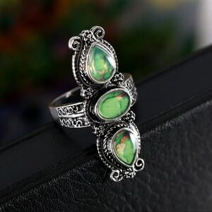 Retro Bohemian Style Set Turquoise Jewelry Ring